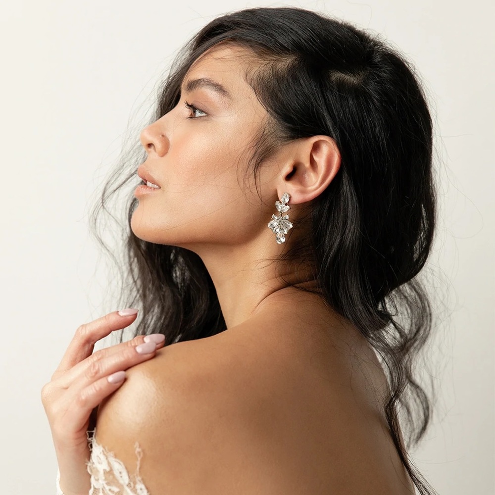 Olive + Piper Marbella Earrings silver bridal statement earrings